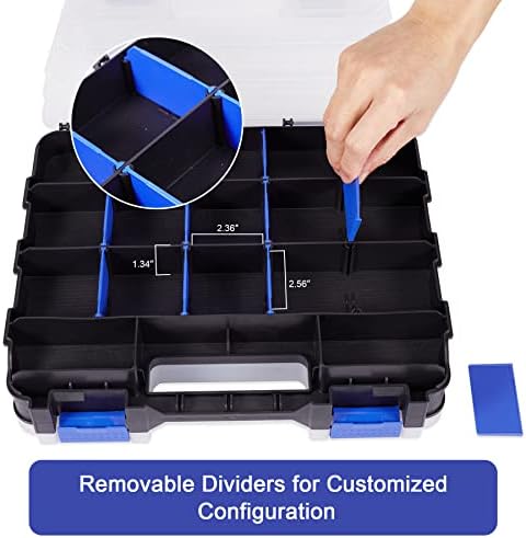 Small Parts Storage Case Tools Box Organizer Double Side 34 Compartments Hardware Organizers with Removable Plastic Dividers for Screws Nuts Nails Bolts - Image 5