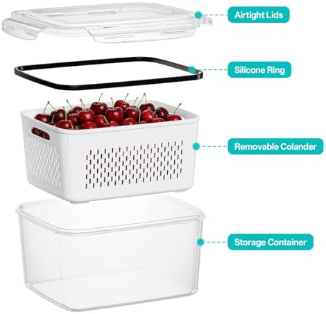 4 Pack Fruit Storage Containers for Fridge Set, BPA Free Produce Containers - Image 5
