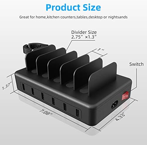Charging Station for Multiple Devices, 50W 6 Ports USB Charger Station - Image 3
