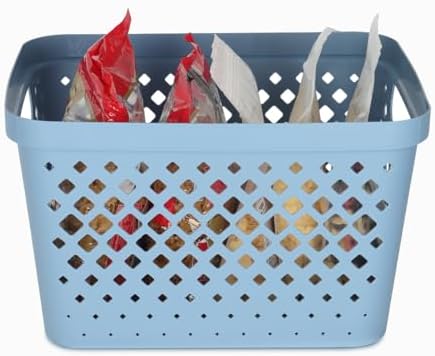 Glad Plastic Storage Basket Set, Value Pack of 6 | Open Storage Bins for Shelves, Bathroom, Pantry, Closet | Nesting Organizer Boxes with Handles, 4 Gallon, Marina Blue - Image 4