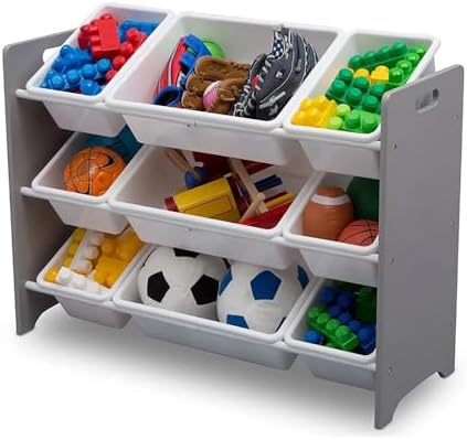 Delta Children MySize 9 Bin Plastic Toy Organizer - Greenguard Gold Certified, Grey - Image 3