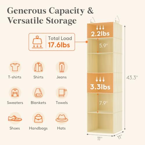 Lifewit Hanging Closet Organizer and Storage for Clothes 6 Tier - Image 3