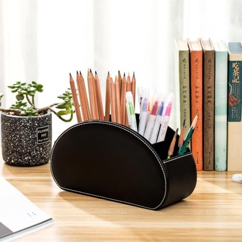 Remote Control Holders Organizer Box with 5 Compartment PU Leather Caddy - Image 5