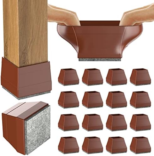Square Chair Leg Protectors for Hardwood Floors, 16 Pcs Silicone Felt Furniture Leg Cover,(Brown 1 1/2"). by ComeHomeWithMe