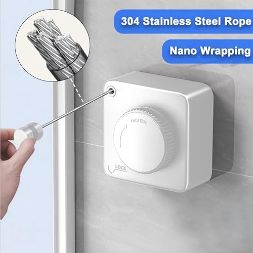 Retractable Clothesline Indoor Outdoor 16.2Ft Non-Sag(1, White) - Image 4