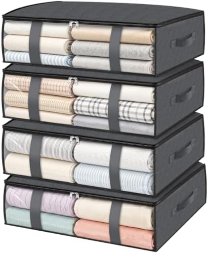 Storage Bags, 40L Clothes Storage Containers, Foldable Storage Bins, Gray by StorageRight