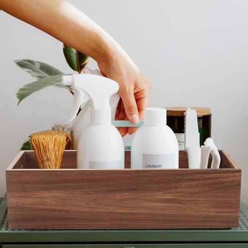 Toilet Tank Basket, Toilet Paper Basket for Back of Toilet Tank Top, Acacia Wood Bathroom Storage Basket for Organizing and Decor (15 x 6 x 4 inch) (Pack of 2) - Image 7