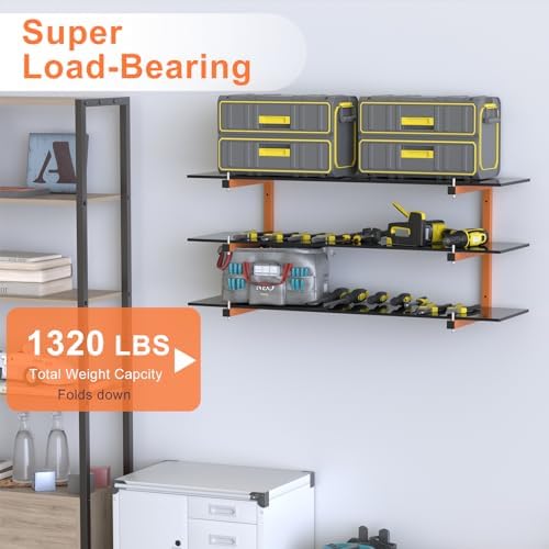 4 Pack Lumber Storage Rack, 6-Level Lumber Rack Wall-Mounted, 1320 lb - Image 4