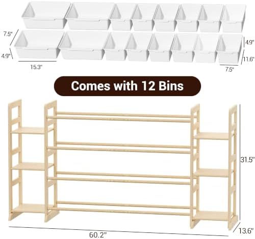 KiddoCood Large 100% Solid Wooden Kids Toy Storage Organizer, 60.2" W - Image 2