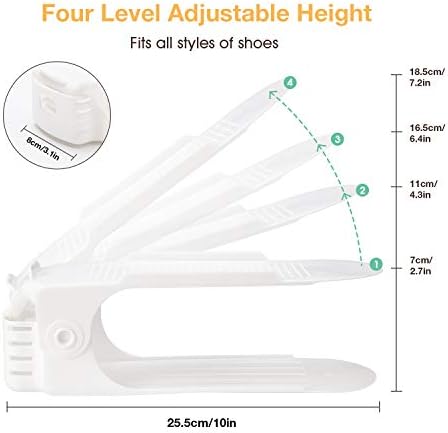 Neprock Shoe Slots Organizer, 20 Pack Adjustable Shoe Rack Stacker Storage Space Saver, Double Deck Shoe Rack Holder for Closet Organization (White) - Image 3