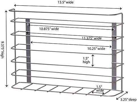 Household Essentials Tall Door Mount Cabinet Organizer with Steel Wire Frame in Nickel Powder Finish, Silver Cutting Board Holder (Pack of 5) - Image 2