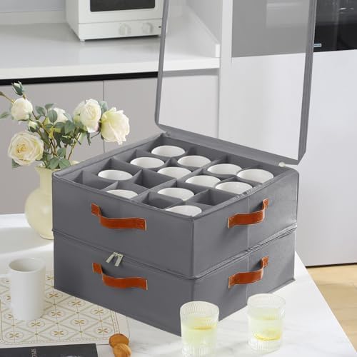 Foyego Cup and Mug Storage Box, Grey, 2 Pack - Image 5