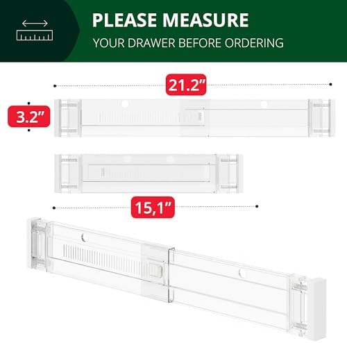 Clear Drawer Dividers Organizers, Adjustable Expandable Drawer Divider Organizer for Clothes, Dresser, Kitchen & Office Drawers, Acrylic Drawer Separators for Bedroom Storage, 4-Pack, Clear Plastic - Image 3