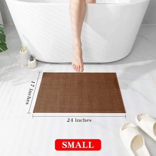 chakme Bathroom Rugs Mat 24x17, Ultra Thin Non Slip Bath Mat Small Quick Dry Absorbent Bath Mat for Bathroom, (Rust, 24"x17") - Image 2