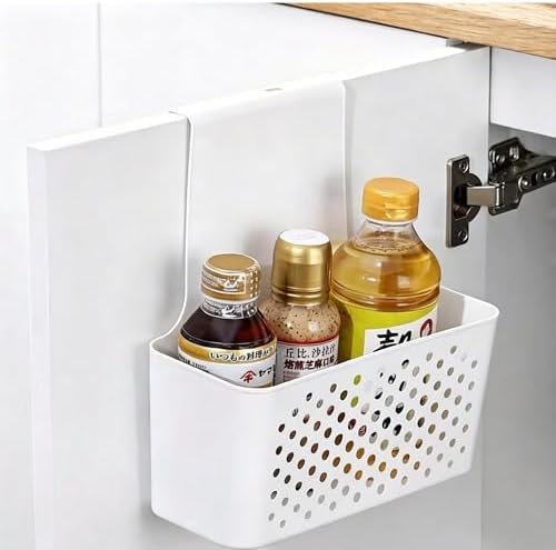 Over The Door Cabinet Organizer, Hanging Storage Basket, Wall Mount Pantry Organizer, Plastic Rack for Kitchen, Drawer, Bathroom, Garden Shed, Space Saving Holder（9.2" x 4" x 9.6") - Image 2