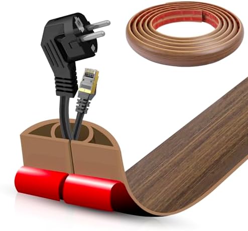 Floor Cord Cover Cable Cavity Self Adhesive Cord Hider Floor 10FT Floor Cable Management Power Cord Protector Floor Electric Cord Covers for Offices, Gym, Exhibitions (Misty Brown Wood, 1.57" x 10') by DBHXXMB-HH
