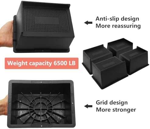 Bed Risers 4 inch Heavy Duty, Oversized Furniture Risers 4 Pack - Image 4