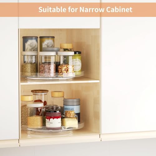 2 Pack Lazy Susan Organizer Turntable, Clear 9 Inch Rotating Organizer Tray for Cabinet Table Top, Round Non-Skid Refrigerator Lazy Susan, Kitchen Storage for Pantry Countertop Bathroom, Spice Rack - Image 3