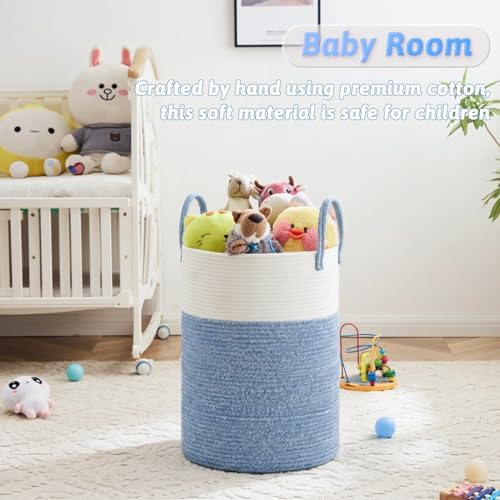 Laundry Basket,Woven Cotton Rope Laundry Hamper,40L for Decor Storage of Dirty Clothes,Toys and Blankets in Bathroom,Baby Room and Living Room - Image 4
