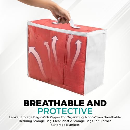 VitalUp Clear Plastic Storage Bags, Durable Zippered Storage Bags for Comforters, Blankets, Clothes, and Bedding - Breathable Nonwoven with Clear Front for Easy Organizing, 20x20x8, 3 Pack - Image 6