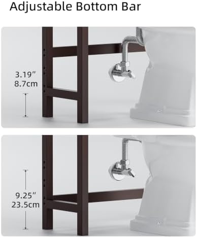 SMIBUY Bathroom Storage Shelf, Bamboo Over-The-Toilet Organizer Rack, Freestanding Toilet Space Saver with 3-Tier Adjustable Shelves (Dark Brown) - Image 6