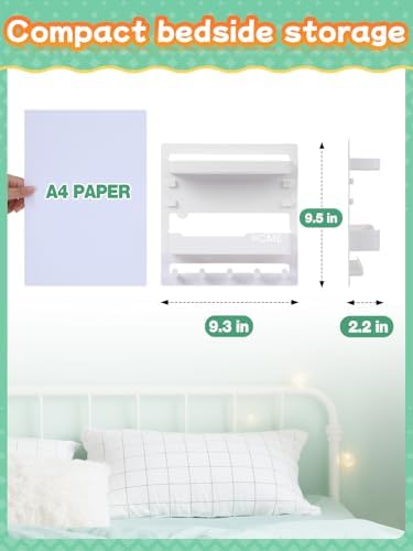 Bedside Wall Organizer Shelf Storage with Cable Clips, Dorm Room Must Haves - Image 2