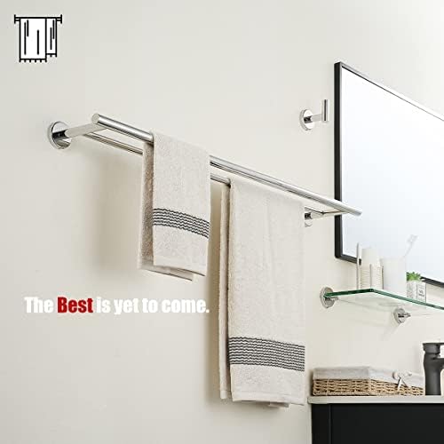 JQK Double Bath Towel Bar, 33 Inch 304 Stainless Steel Thicken 0.8mm Towel Rack for Bathroom, Towel Holder Polished Chrome Wall Mount, Useable Length 30 Inch 2 Pack, TB100L30-CH-P2 - Image 4