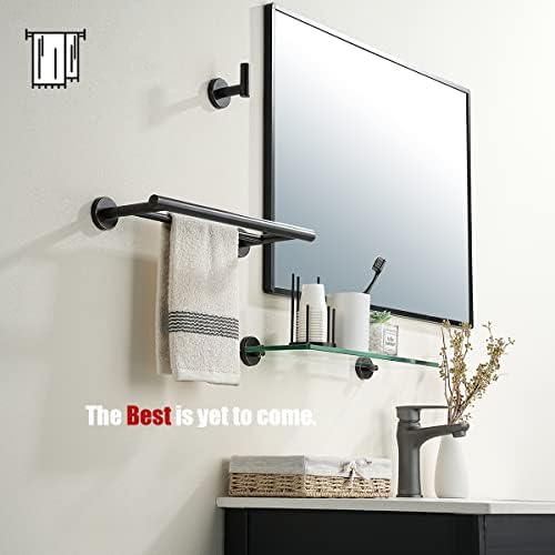 JQK Double Towel Bar Oil Rubbed Bronze, 15 Inch 304 Stainless Steel Thicken 0.8mm Towel Rack Holder for Bathroom Washcloths and Hand Towels, ORB Wall Mount, Useable Length 12 Inch, TB100L12-ORB - Image 4