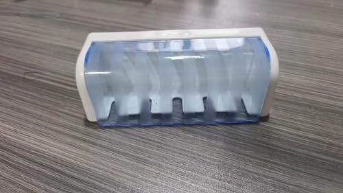5 Slots Wall Mount Toothbrush Holder with Cover, Self Adhesive Toothbrush Storage Organizer for Shower, Toothbrush Hanger for Bathroom, Medicine Cabinet, Dorm(White + Blue) - Image 2