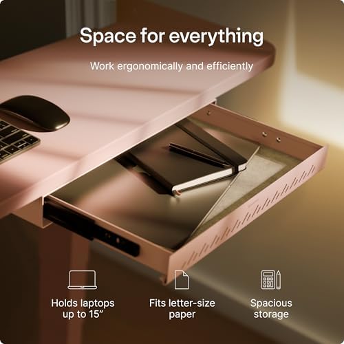 Desktronic Under Desk Drawer — Hidden Under-Desk Storage Organizer, Easy Install, Large Capacity Metal Sliding Drawer for Home Office, Standing Desk & Workstation (Pink) - Image 6