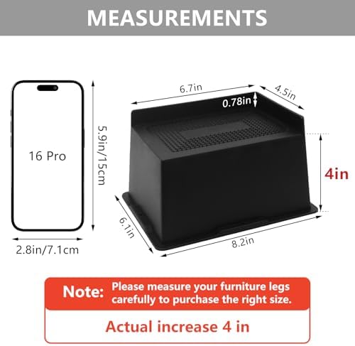 Bed Risers 4 inch Heavy Duty, Oversized Furniture Risers 4 Pack - Image 2