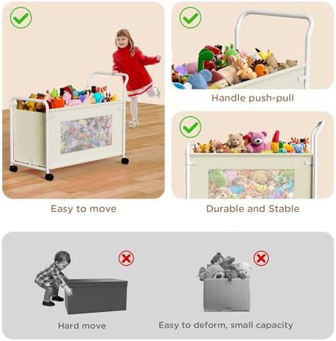 KEEGH Extra Large Toy Box for Kids, Heavy Duty Toy Storage Organizer, Beige - Image 5