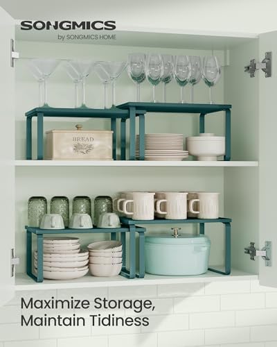 SONGMICS Cabinet Organizer Shelf, Set of 2 Spice Rack, Kitchen Storage - Image 2