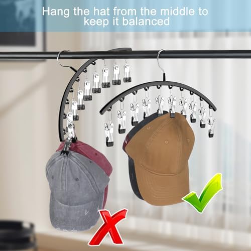 Hat Hanger for Closet,2 Pack Hat Organizer Holder for Hanger Closet Display - Image 6