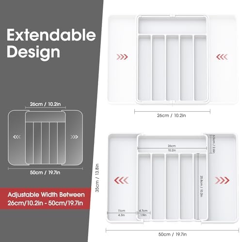 Aujen Silverware Drawer Organizer, Adjustable Utensil Cutlery Tray - Image 6