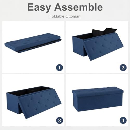 DUMOS 43 Inch Folding Storage Ottoman Bench, Large Ottoman with Storage - Image 5