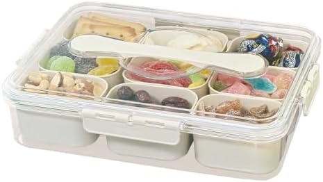 SILIVO Snackle Box Container, Divided Serving Tray with Lid and Handle by SILIVO