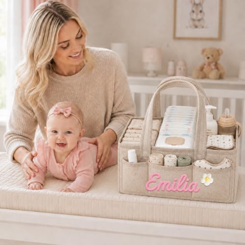 Personalized Diaper Caddy Organizer Custom Baby Storage Basket - Image 2