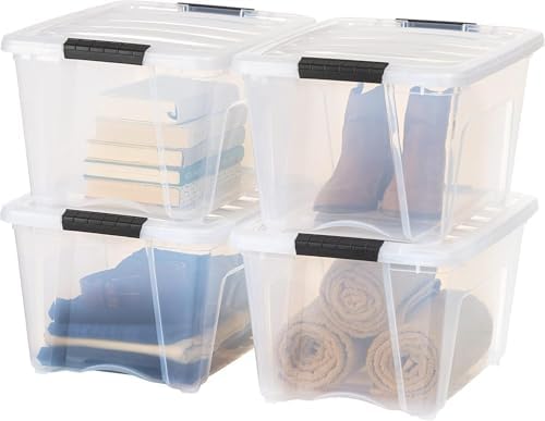 IRIS USA 4-Pack 32 Quart Storage Bins with Lids, Clear by Unknown