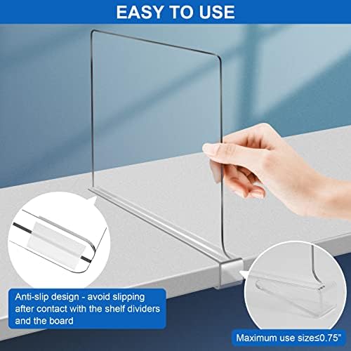 Acrylic Shelf Dividers for Closet Organization 10PCS Closet Shelf Divider Closet Dividers for Shelves Shelf Organizer for Closet Shelf Organizer for Wood Closet Separator Clear - Image 5
