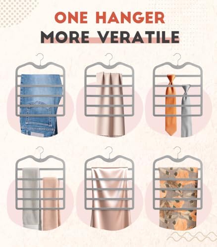 Pants Hangers Space Saving,3 Pack 5 Tier Velvet Short Neck Pants Hangers - Image 4