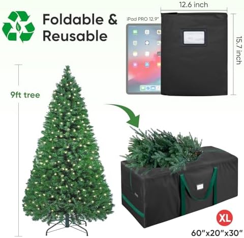 BALEINE 9 ft Christmas Tree Storage Bag, Heavy Duty 900D Oxford Fabric with Reinforced Handles and Dual Zippers Wide Opening, Extra Large Storage Container for Trees and Decorations (Black) - Image 2