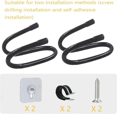 Universal Hair Dryer Holder, Blow Dryer Hanger Hook Wall Mount for Hair Dryer, Towels, Flat Iron,Hair Straightener &Cord Organizer for Cabinet Bathroom - Self Adhesive/Drilling - 2 Pack - Image 2