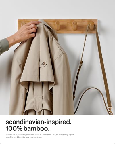 LARHN Wall Mounted Coat Rack with 5 Heavy-Duty 1" Diameter Hooks (2-Pack) - Image 2