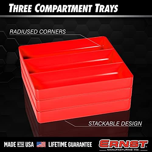 Ernst Manufacturing Stackable Home, Office & Workshop Tray in Black with 3 Compartments - Ideal for Mechanics, Electricians, Plumbers, Crafting, Hobbies - Impact Resistant, Fits in Drawers - Image 2