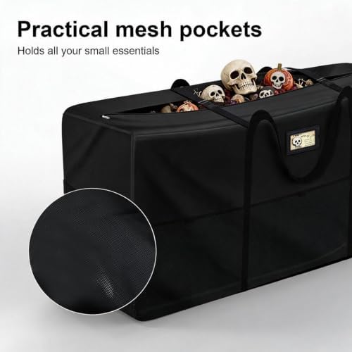 12FT Halloween Skeleton Storage Bag, 600D Oxford 6 Organized Mesh Pockets - Image 5