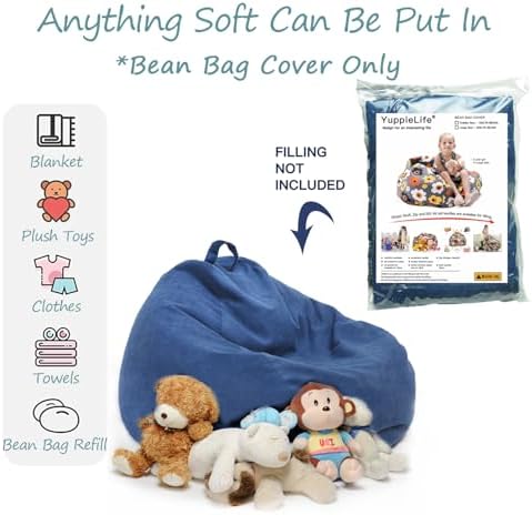 YuppieLife Stuffed Animal Storage Bean Bag Cover, 38" Canvas Toy Organizer - Image 2
