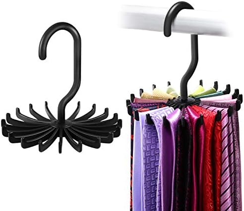 IPOW 2 Pack Updated Twirl Tie Rack Belt Hanger Holder Hook for Closet Organizer Storage by IPOW