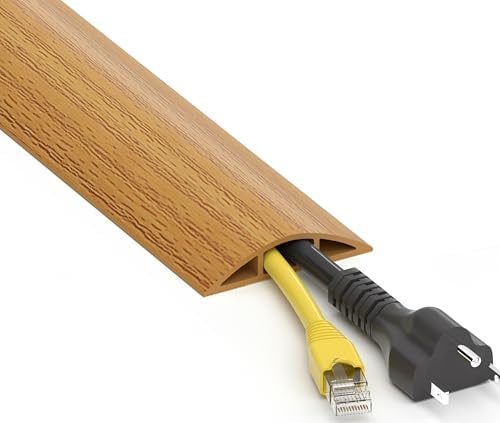 ZhiYo 6ft Floor Cord Cover, Cable Cavity 0.6" W x 0.32" H, Yellow Oak Wood by ZhiYo