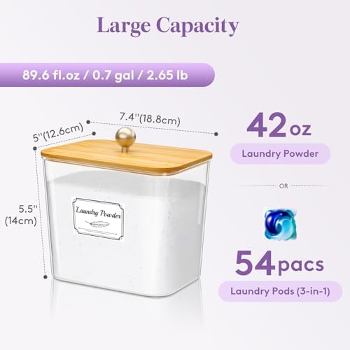 Lifewit Laundry Pods Container with Lid, 0.7 gal, Natural, 3 Pcs - Image 2